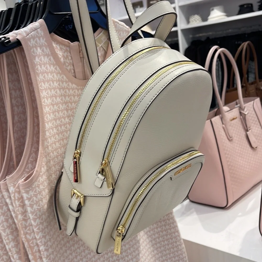 Michael Kors Cream Leather Mini Backpack with Gold Hardware